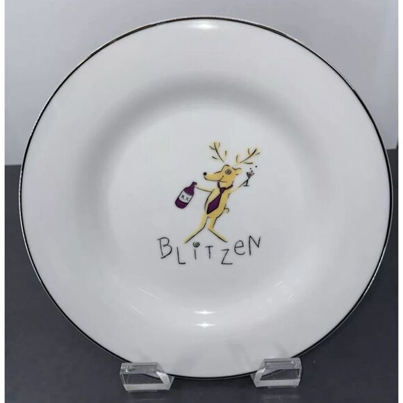 POTTERY BARN CHRISTMAS REINDEER 11" DINNER PLATE BLITZEN / USED - Picture 2 of 6